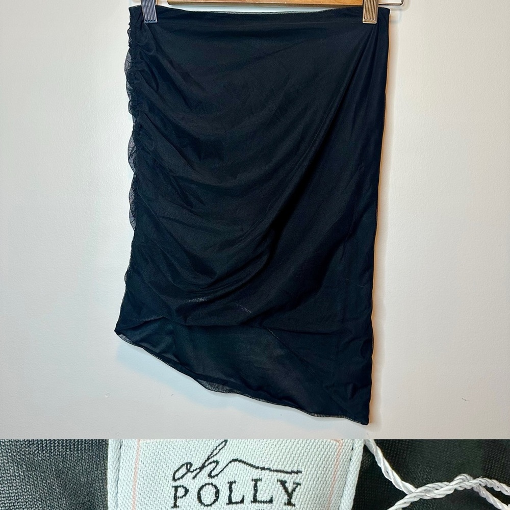 NWT Oh Polly A-Symmetrical Ruched Layered Black Tube Top, Size 4, Small